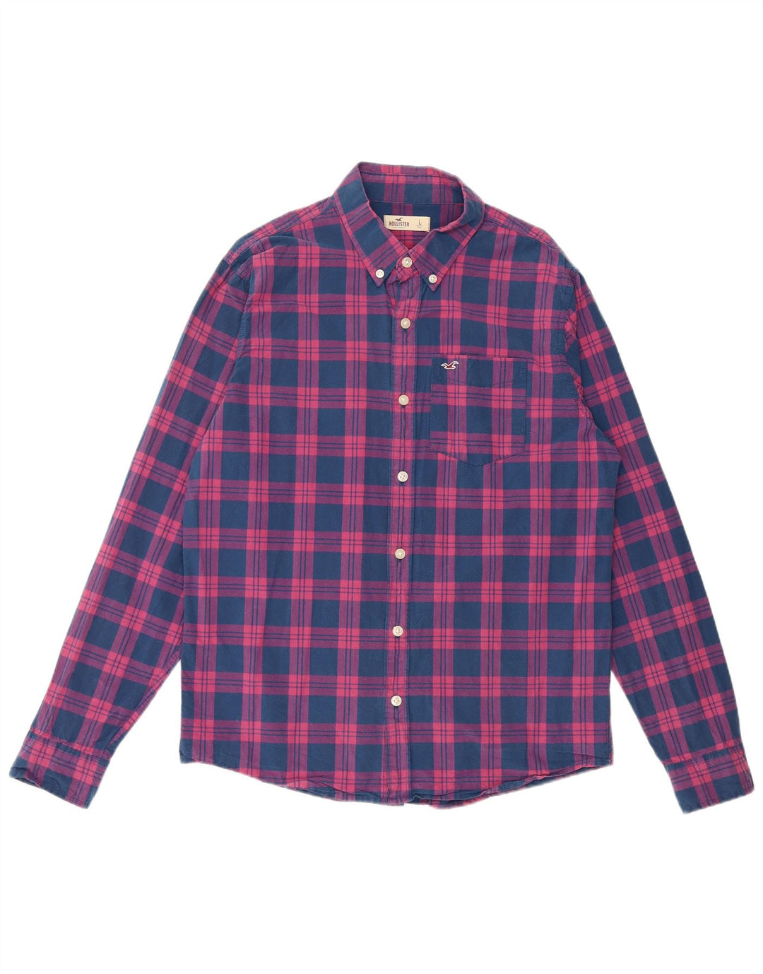 HOLLISTER Mens Shirt Large Blue Check Cotton