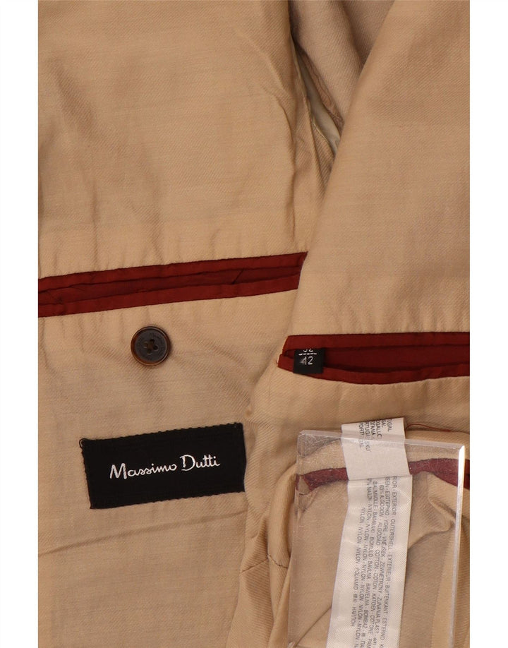 Massimo Dutti Mens 3 Button Blazer Jacket EU 52 Large Brown Cotton