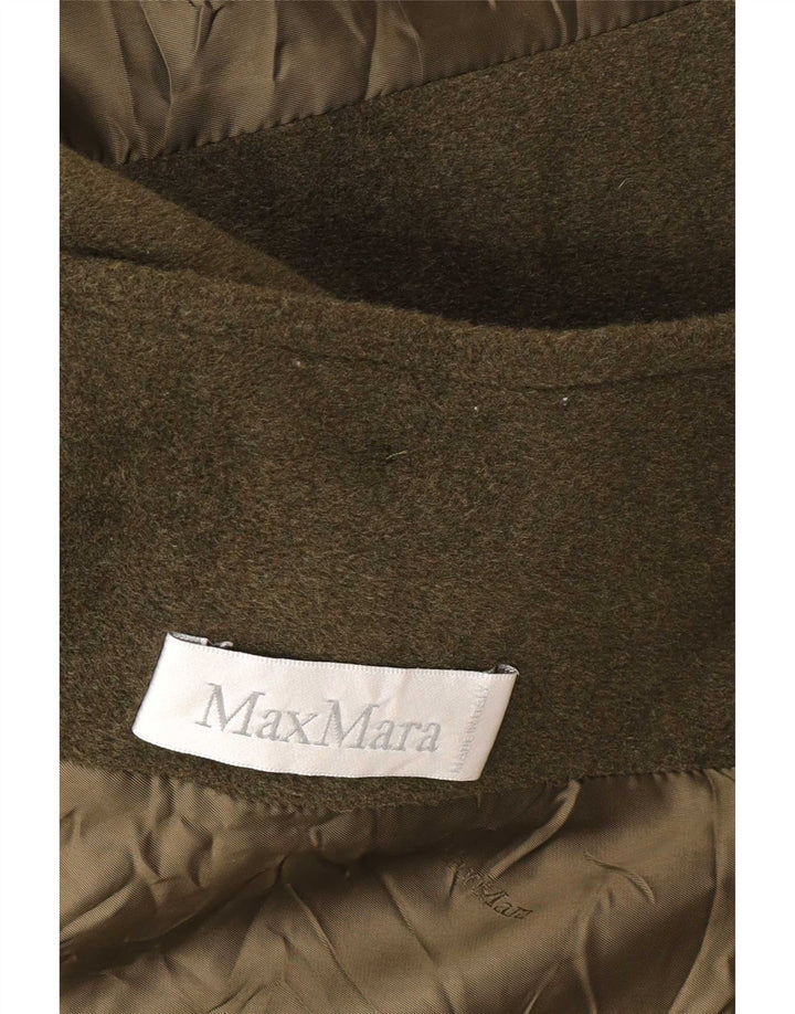Max Mara Womens Overcoat UK 12 Medium Khaki Virgin Wool