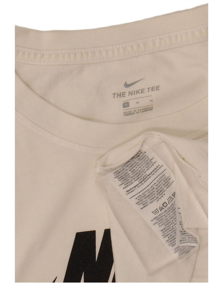 NIKE Womens Crop Graphic T-Shirt Top UK 14 Medium White Cotton