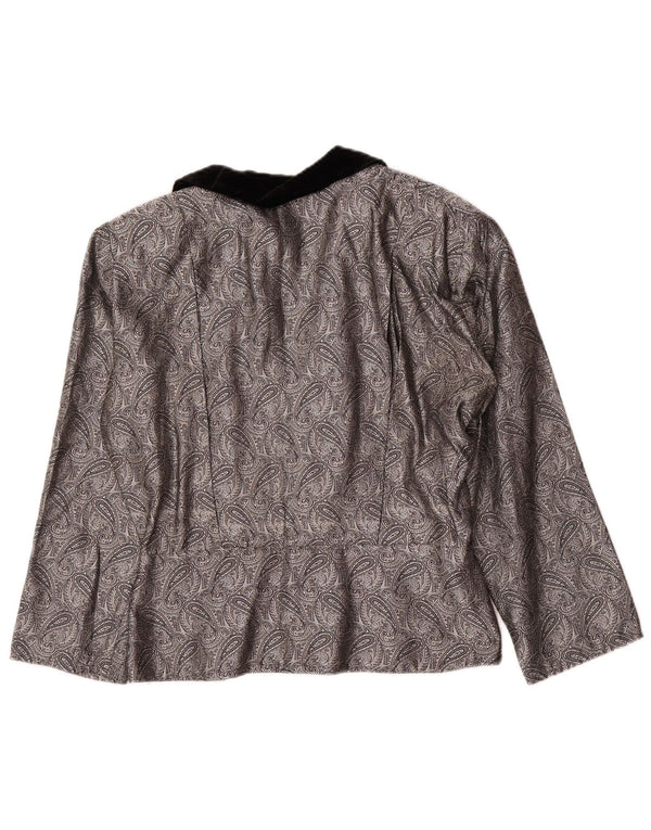 Vintage Womens Cardigan Top IT 42 Medium Silver Paisley Silk