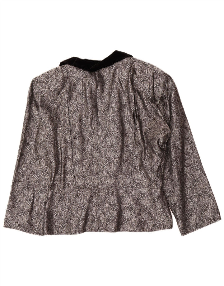 Vintage Womens Cardigan Top IT 42 Medium Silver Paisley Silk