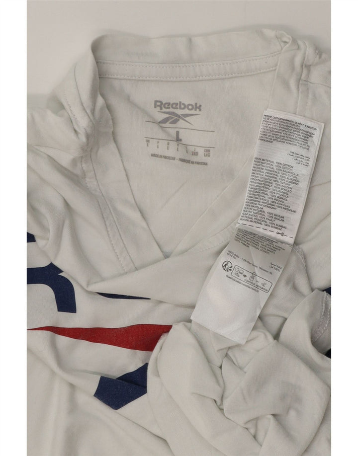 Reebok Mens Graphic T-Shirt Top Large White Cotton
