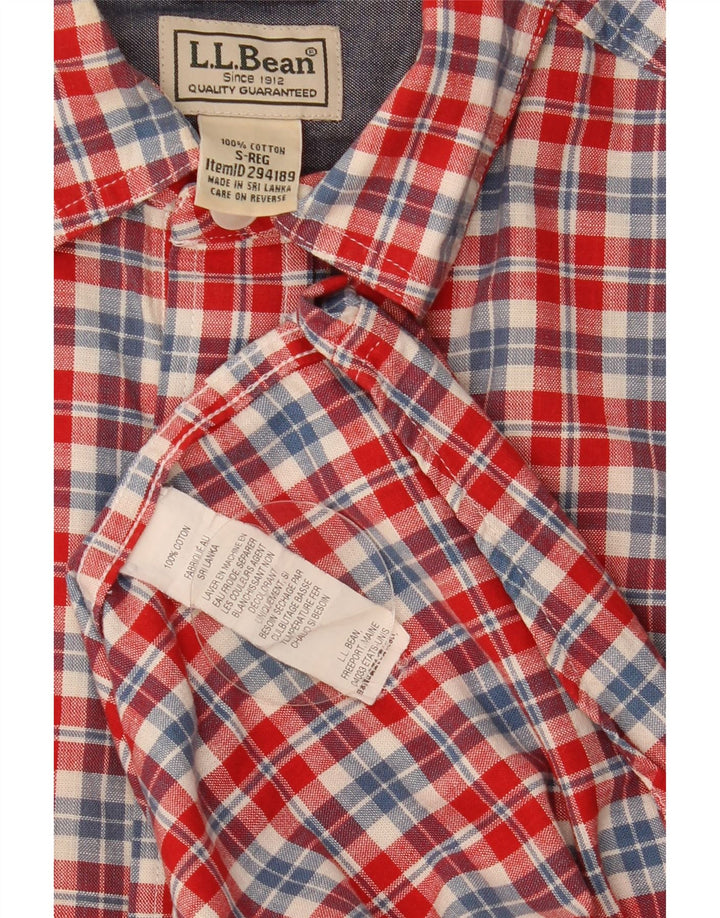 L.L.Bean Mens Short Sleeve Shirt Small Red Check Cotton