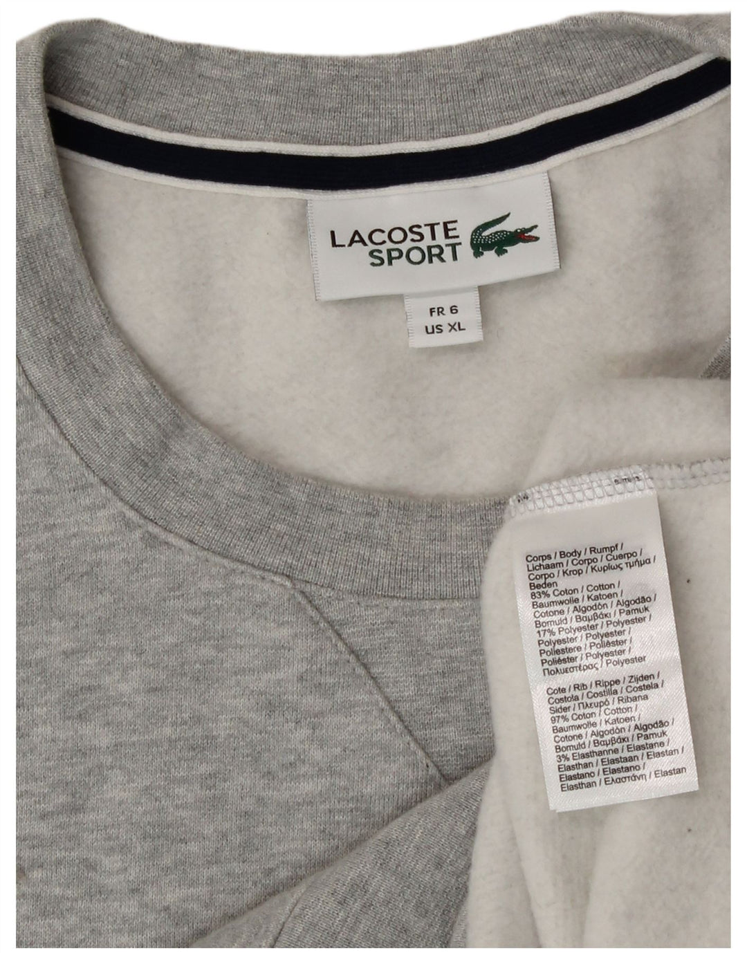 Lacoste Mens Sweatshirt Jumper Size 6 XL Grey Cotton