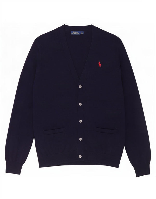 Polo Ralph Lauren Womens Cardigan Sweater UK 14 Medium Navy Blue Cotton