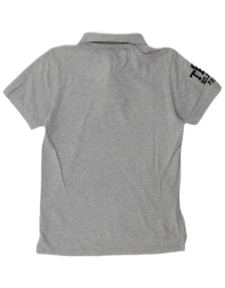 Tommy Hilfiger Mens Graphic Polo Shirt Medium Grey Flecked Cotton