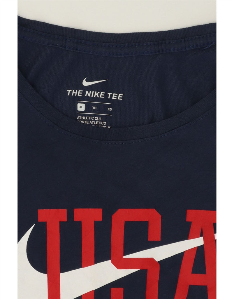 NIKE Mens Athletic Cut Graphic T-Shirt Top XL Navy Blue Cotton Vintage Nike and Second-Hand Nike from Messina Hembry 