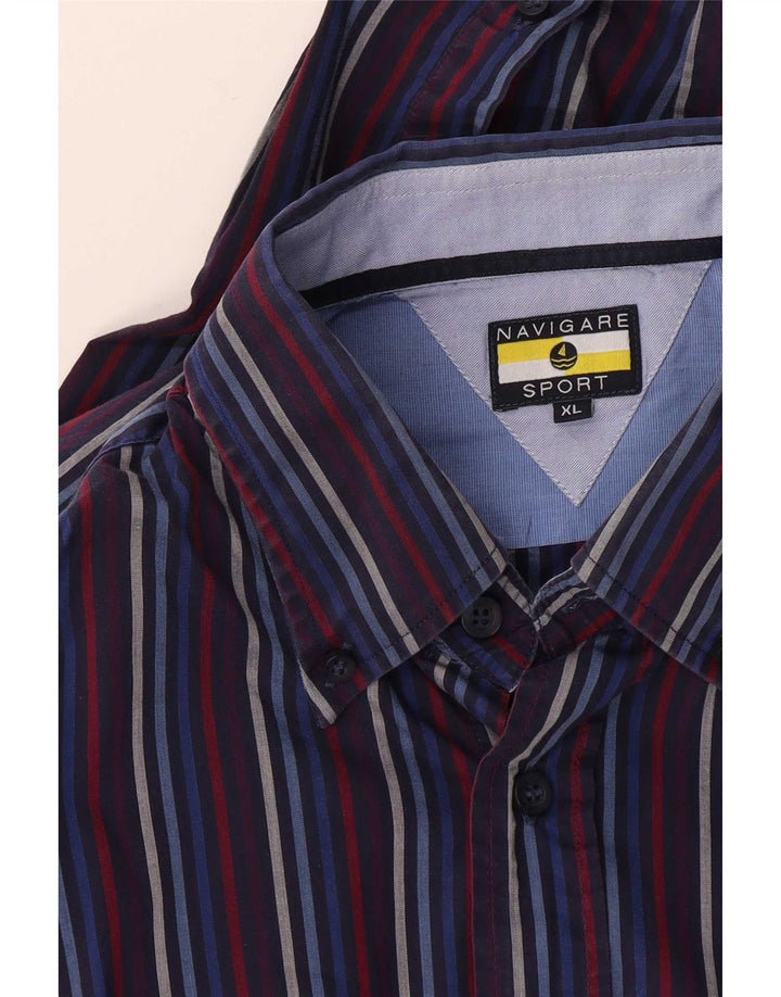 Navigare Mens Shirt XL Navy Blue Striped