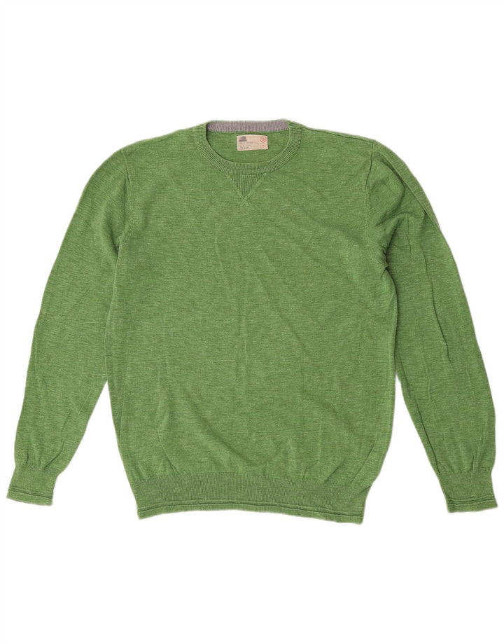Marks & Spencer Mens V-Neck Jumper Sweater Medium Green Cotton
