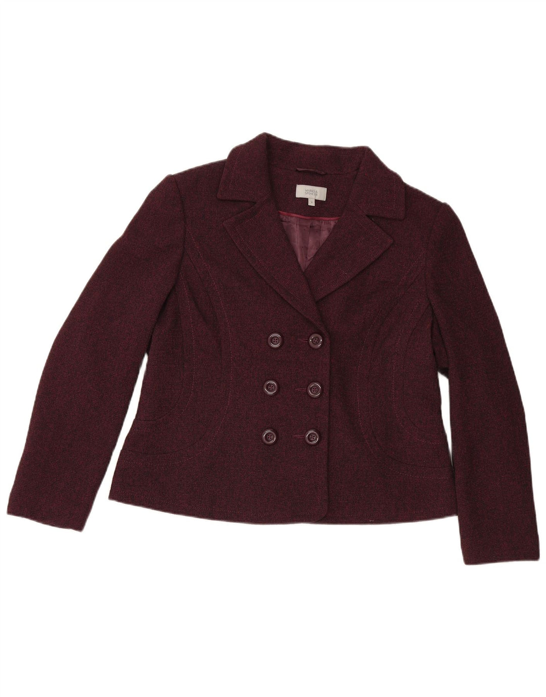 Marks & Spencer Womens Double Breasted Blazer Jacket UK 18 XL Burgundy