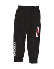 REEBOK Boys Graphic Tracksuit Trousers Joggers 7-8 Years Medium Black