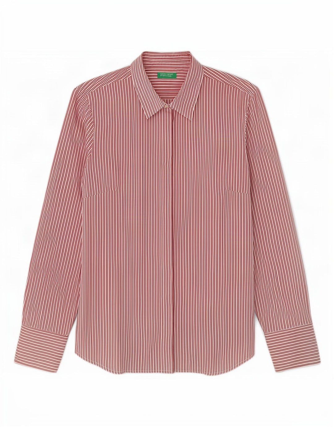 Benetton Womens Shirt UK 14 Large Red Pinstripe