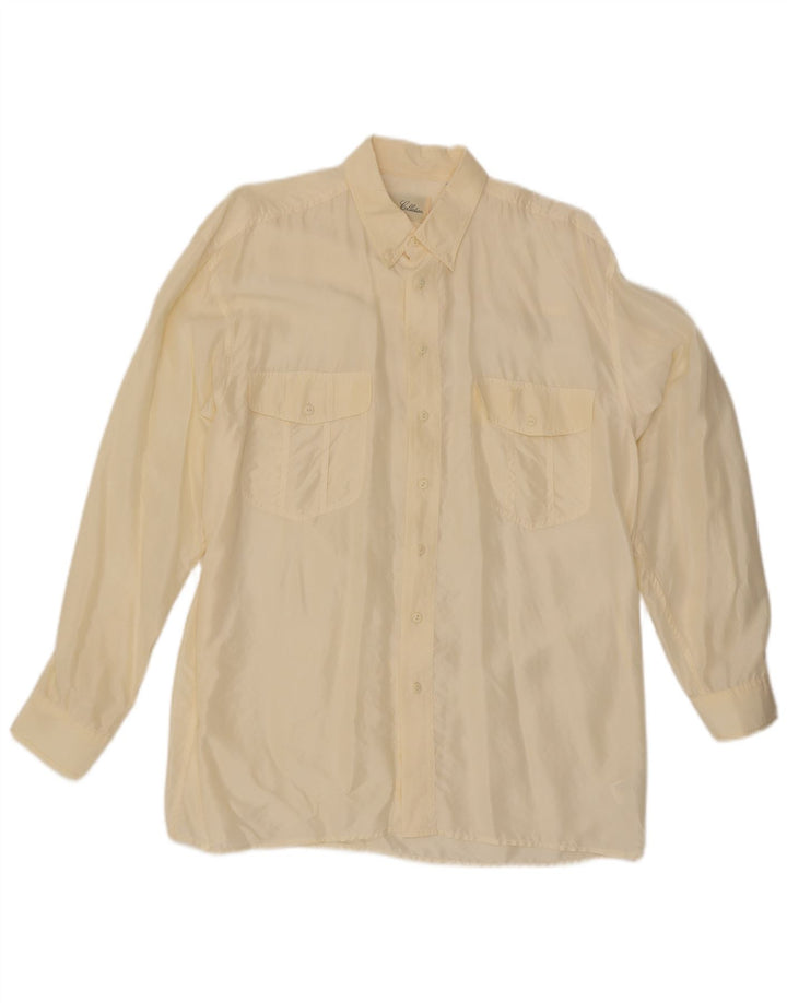 Vintage Mens Shirt XL Yellow Silk