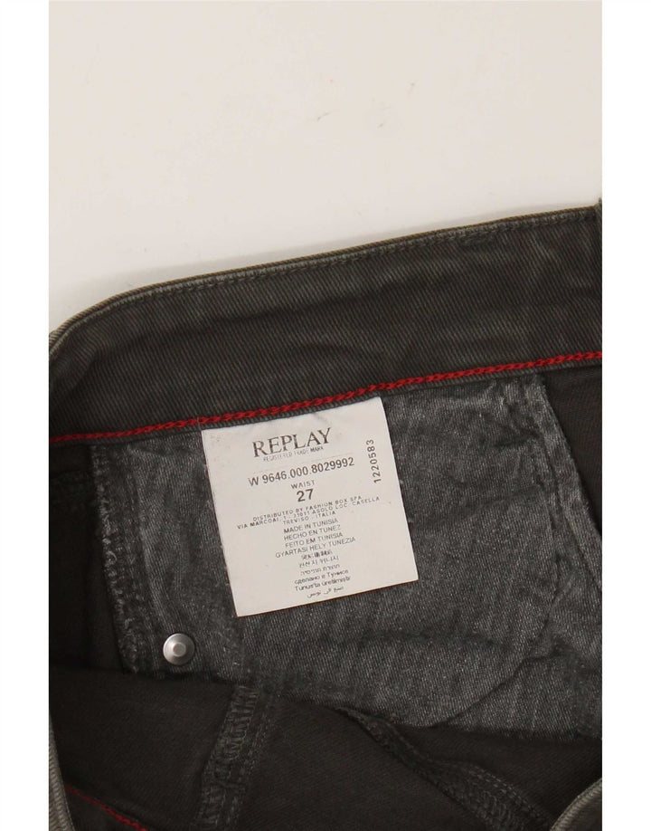 Replay Womens Mini Denim Skirt W27 Small Khaki Cotton