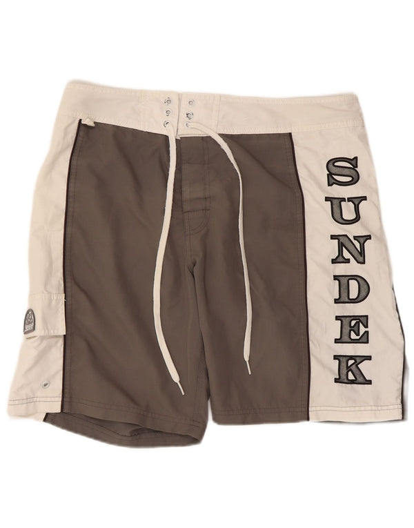 Sundek Mens Graphic Swimming Shorts Medium Grey Colourblock