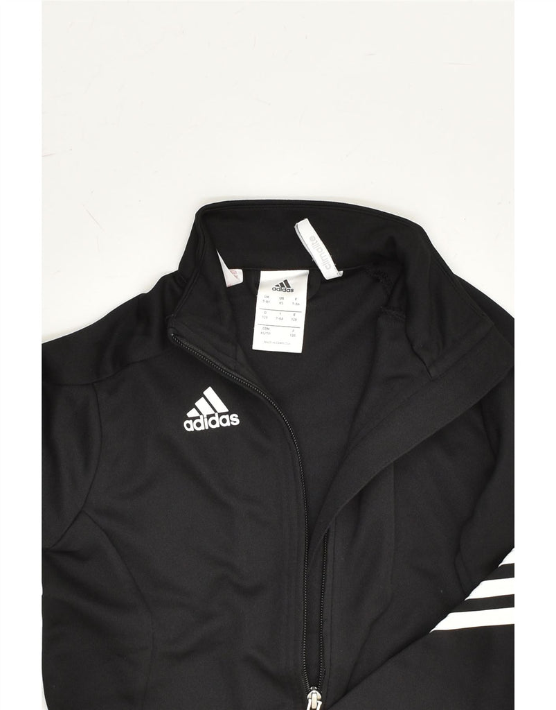 ADIDAS Girls Climalite Tracksuit Top Jacket 7-8 Years Black Polyester | Vintage Adidas | Thrift | Second-Hand Adidas | Used Clothing | Messina Hembry 