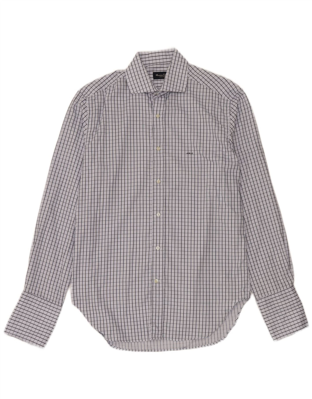 Massimo Dutti Mens Formal Shirt Size 41 16 Large Blue Check Cotton