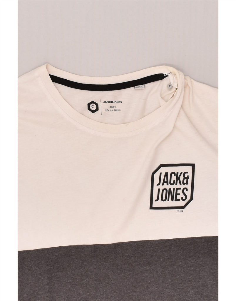 JACK & JONES Mens Core T-Shirt Top XL White Colourblock Cotton | Vintage Jack & Jones | Thrift | Second-Hand Jack & Jones | Used Clothing | Messina Hembry 