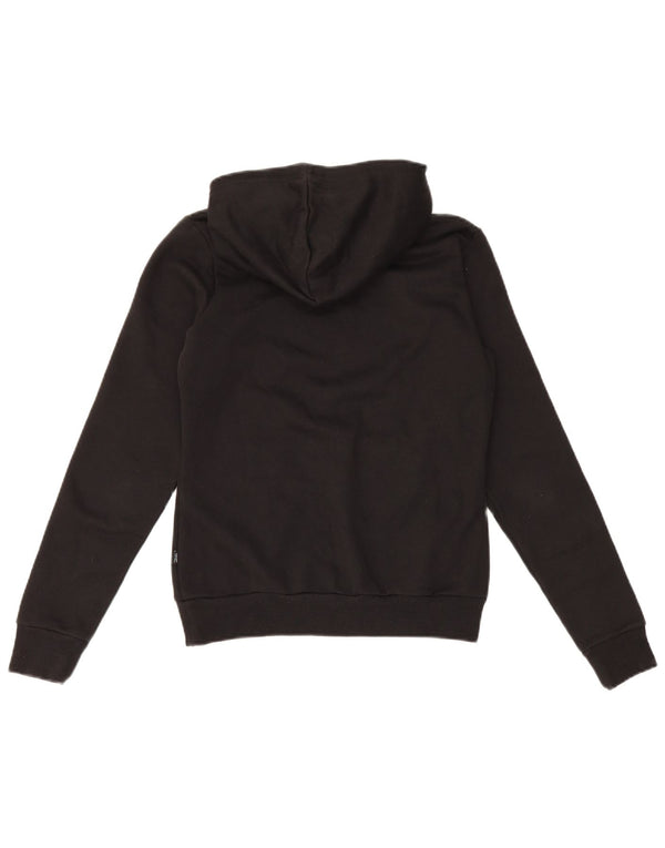 Puma Womens Graphic Hoodie Jumper UK 10 Small Black Cotton