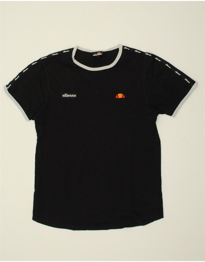 ELLESSE Womens Graphic T-Shirt Top UK 14 Medium Black Cotton | Vintage Ellesse | Thrift | Second-Hand Ellesse | Used Clothing | Messina Hembry 