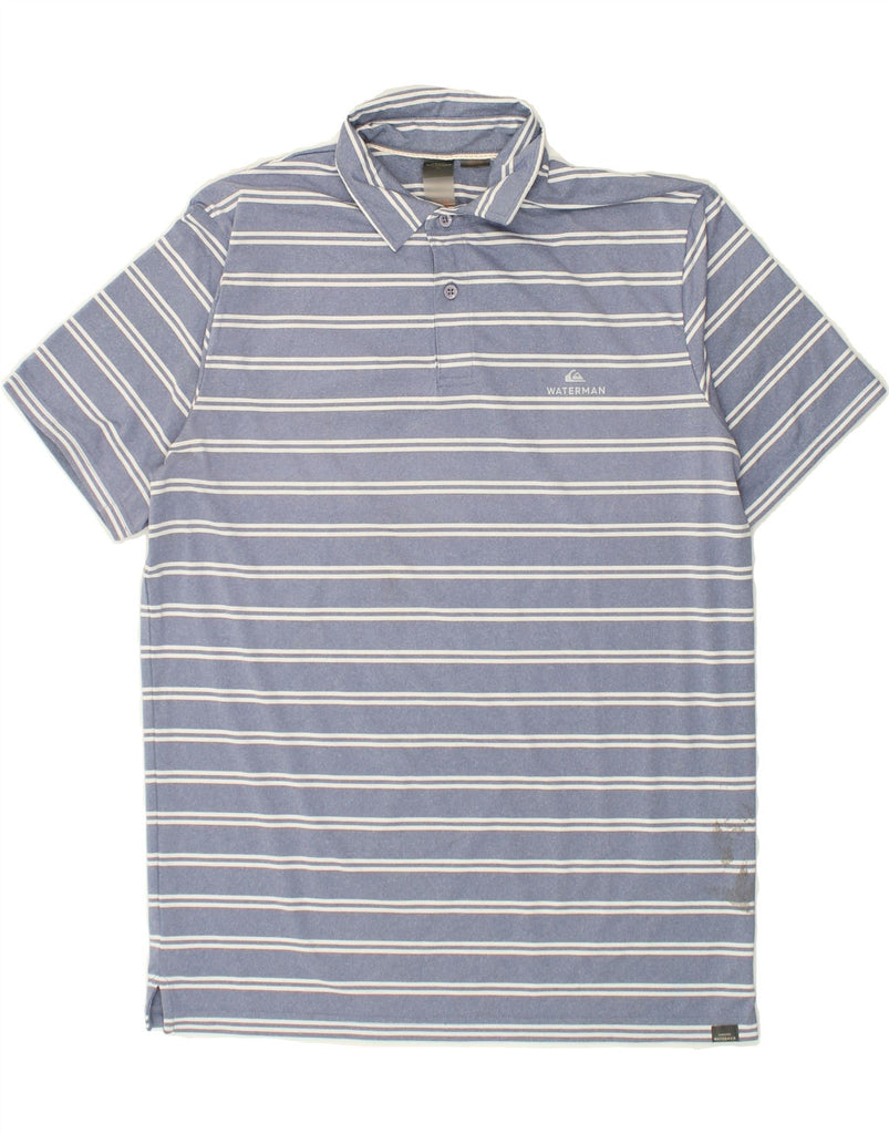 QUIKSILVER Mens Polo Shirt Small Blue Striped Polyester | Vintage Quiksilver | Thrift | Second-Hand Quiksilver | Used Clothing | Messina Hembry 