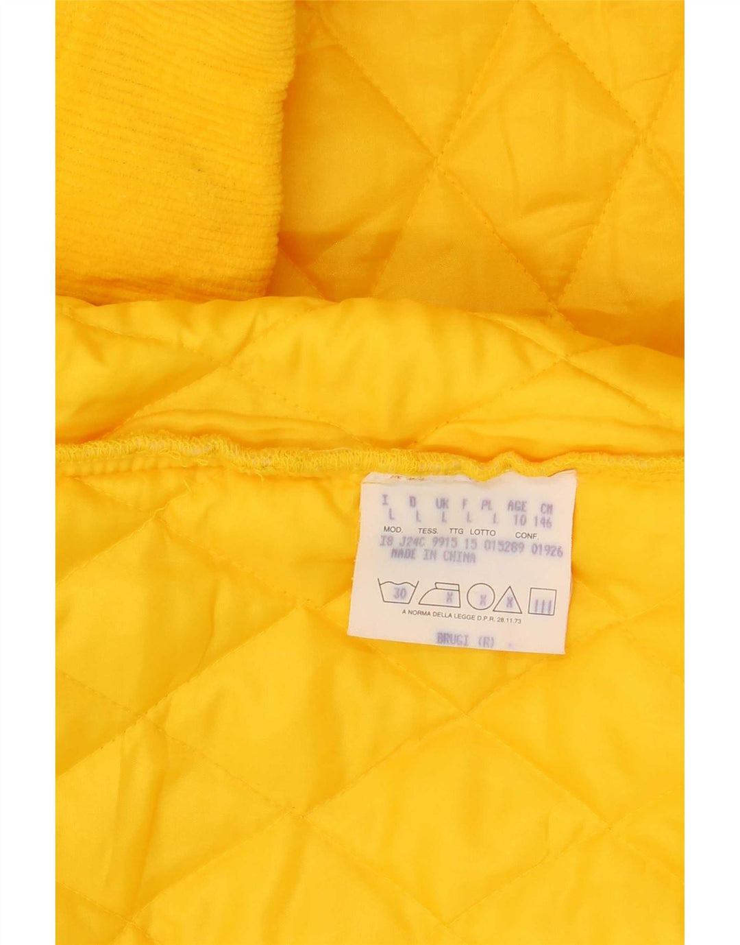 Brugi Mens Quilted Jacket UK 40 Large Yellow Polyamide