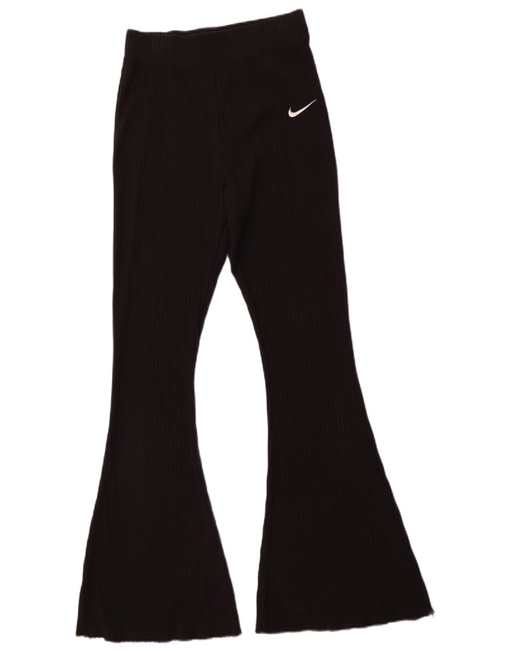 NIKE Womens Flare Tracksuit Trousers UK 8 Small  Black Cotton