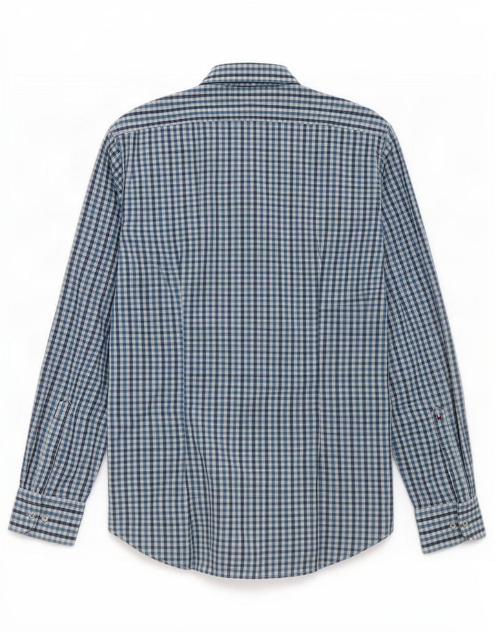 Tommy Hilfiger Mens Tailored Shirt Size 39 15 1/2 Medium Blue Gingham
