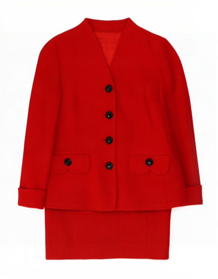 Luisa Spagnoli Womens 4 Button 2 Piece Skirt Set IT 42 Medium W26 Red Wool