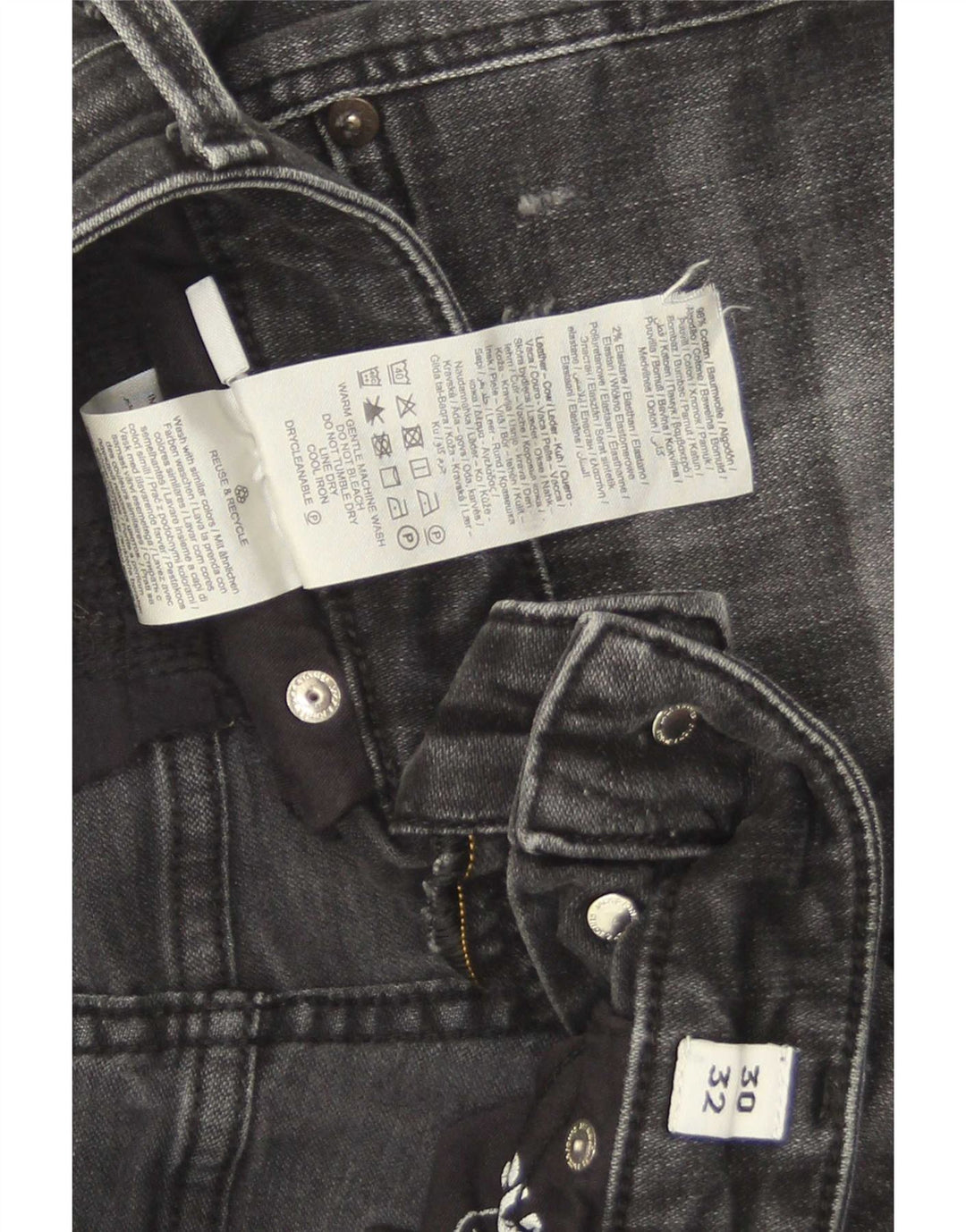 Jack & Jones Mens GLENN Distressed Slim Jeans W30 L32 Grey Cotton