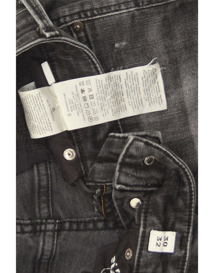 Jack & Jones Mens GLENN Distressed Slim Jeans W30 L32 Grey Cotton