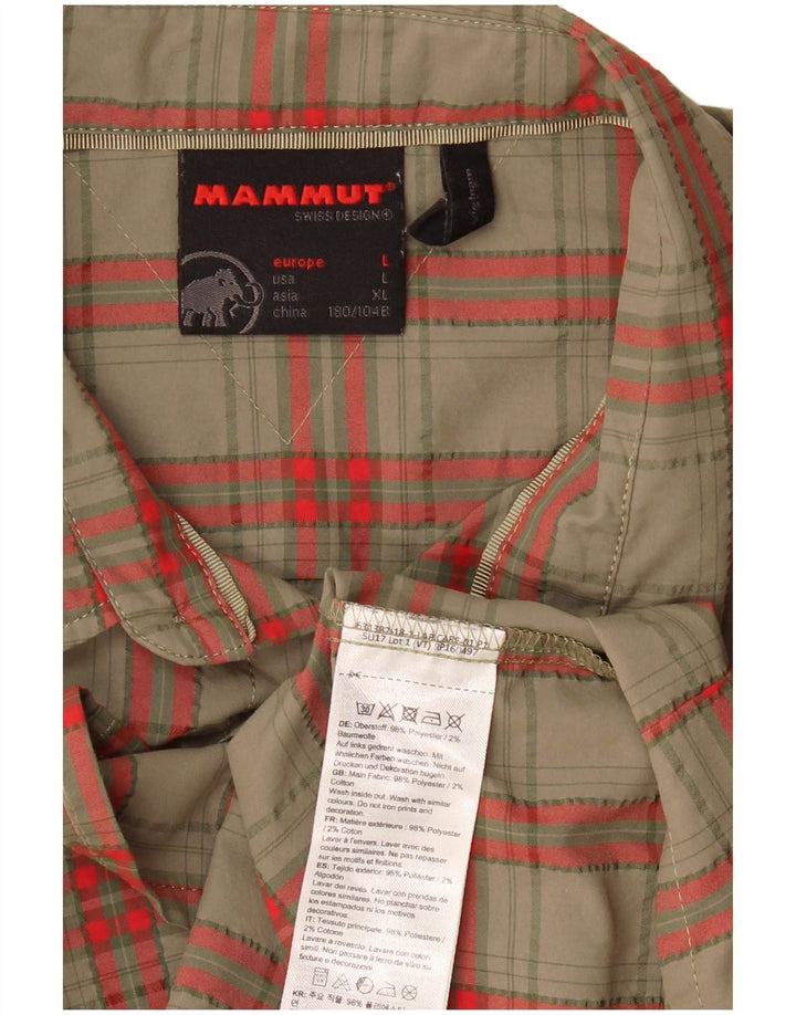 MAMMUT Mens Short Sleeve Shirt Large Khaki Check Polyester