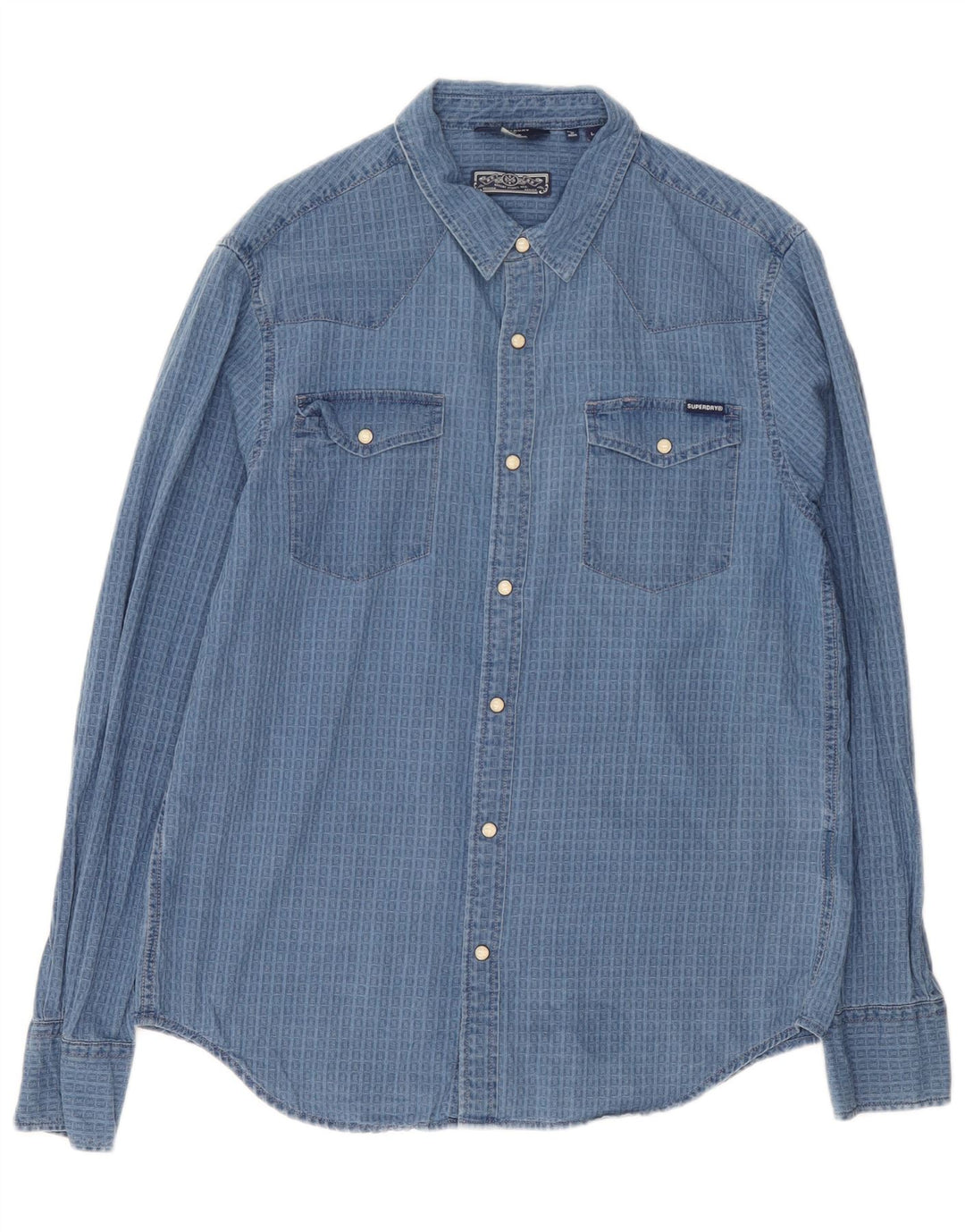 Superdry Mens Shirt Large Blue Check Cotton
