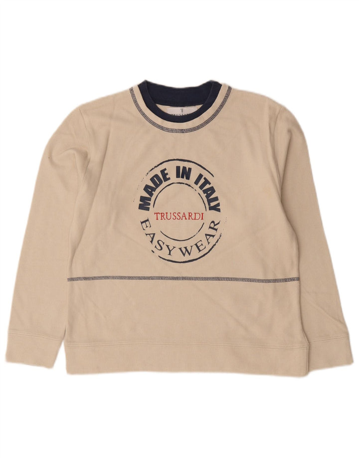 Trussardi Junior Boys Graphic Sweatshirt Jumper 9-10 Years Off White Cotton