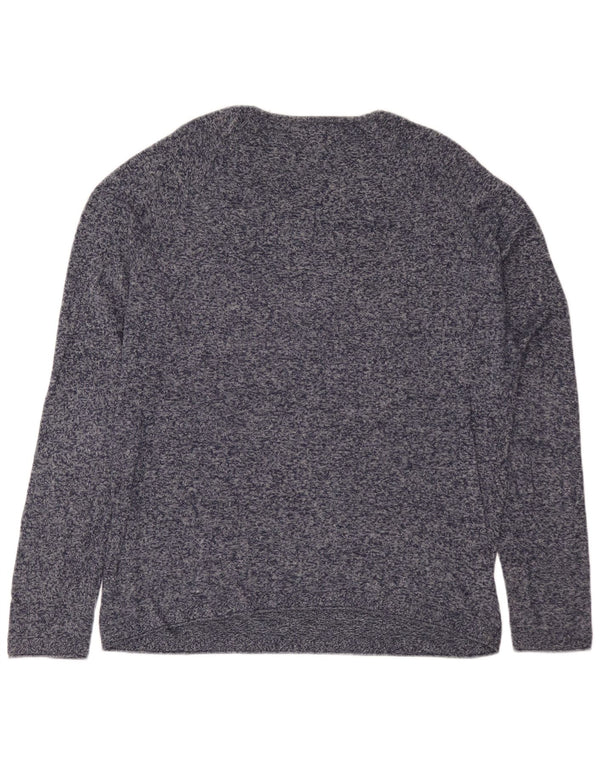 Zara Mens Boat Neck Jumper Sweater XL Navy Blue Flecked