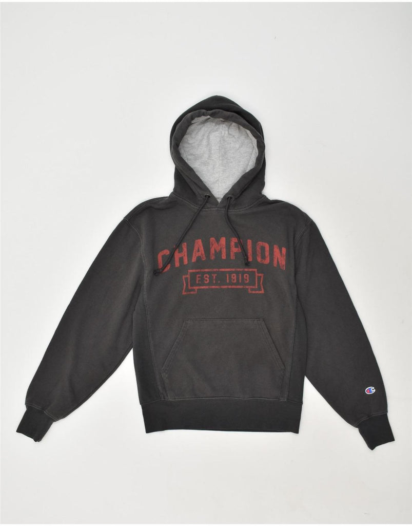 CHAMPION Mens Graphic Hoodie Jumper Small Grey Cotton | Vintage Champion | Thrift | Second-Hand Champion | Used Clothing | Messina Hembry 