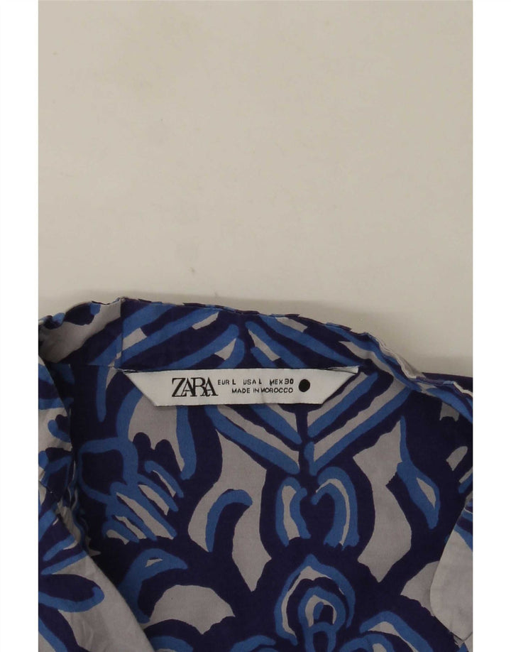 Zara Womens Blouse Top UK 16 Large Grey Floral