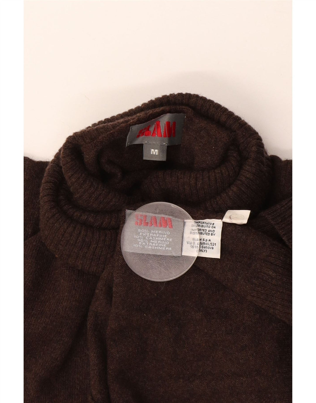 Slam Mens Roll Neck Jumper Sweater Medium Brown Merino Wool