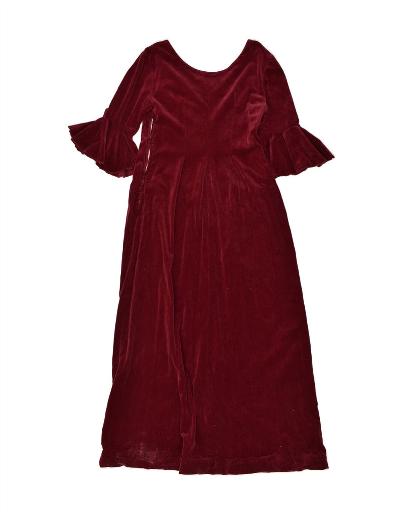 VINTAGE Womens Velvet 3/4 Sleeve Maxi Dress UK 10 Small Maroon | Vintage Vintage | Thrift | Second-Hand Vintage | Used Clothing | Messina Hembry 