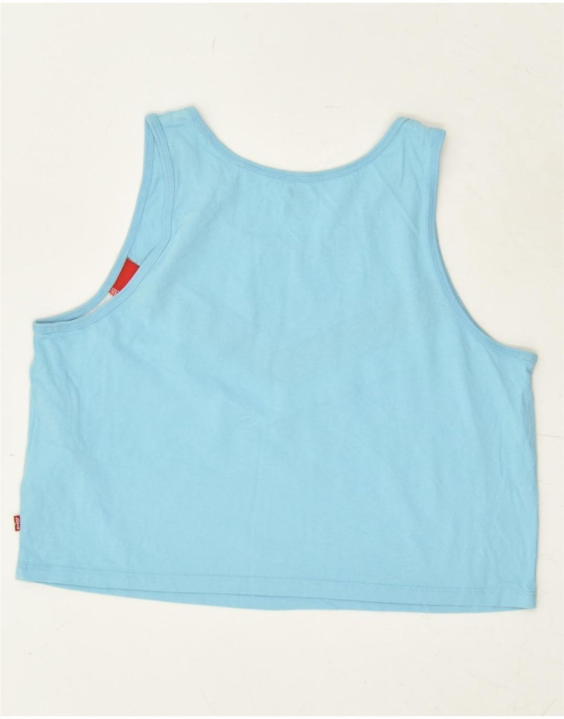 LEVI'S Womens Crop Vest Top UK 14 Large Turquoise Cotton | Vintage Levi's | Thrift | Second-Hand Levi's | Used Clothing | Messina Hembry 