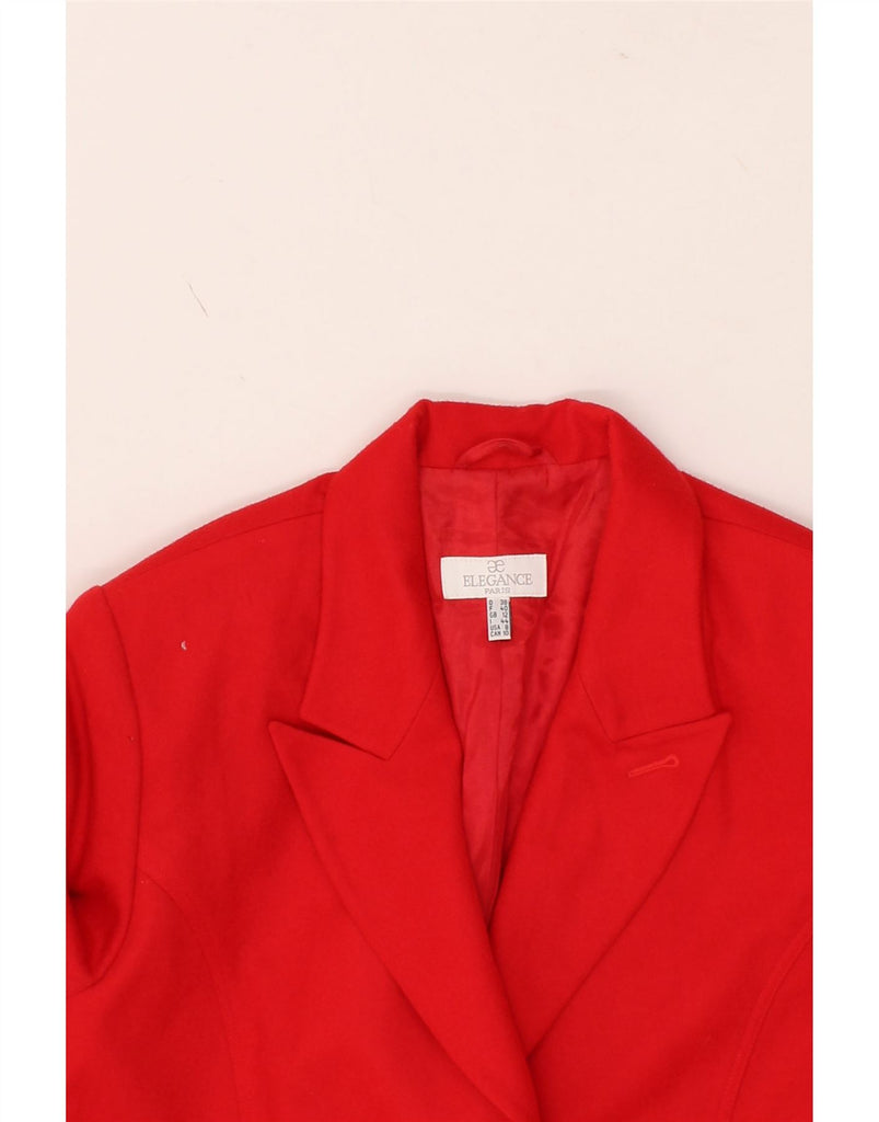 ELEGANCE Womens 1 Button Blazer Jacket UK 12 Medium Red Acetate Vintage Elegance and Second-Hand Elegance from Messina Hembry 