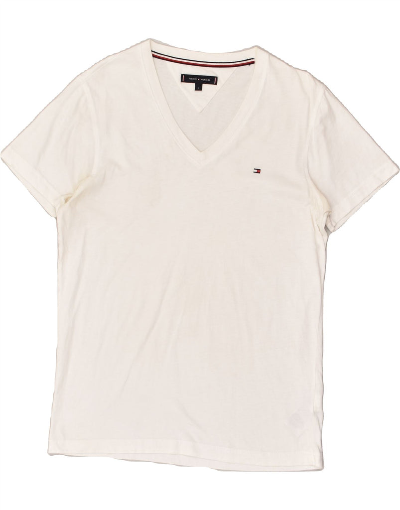 TOMMY HILFIGER Mens T-Shirt Top Small White Cotton | Vintage Tommy Hilfiger | Thrift | Second-Hand Tommy Hilfiger | Used Clothing | Messina Hembry 