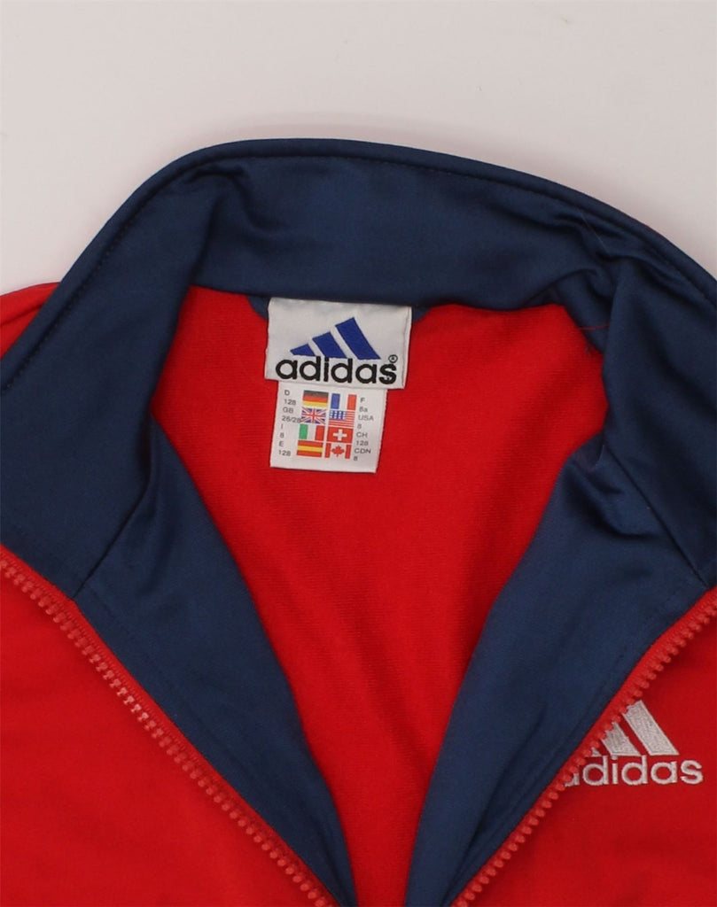 ADIDAS Boys Tracksuit Top Jacket 7-8 Years Red Colourblock Polyester | Vintage Adidas | Thrift | Second-Hand Adidas | Used Clothing | Messina Hembry 