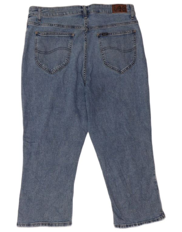 Lee Womens High Rise Capri Jeans US 14 Large W32 L20 Blue Cotton