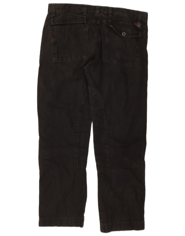PEUTEREY Mens Straight Casual Trousers IT 52 XL W36 L30 Black Cotton