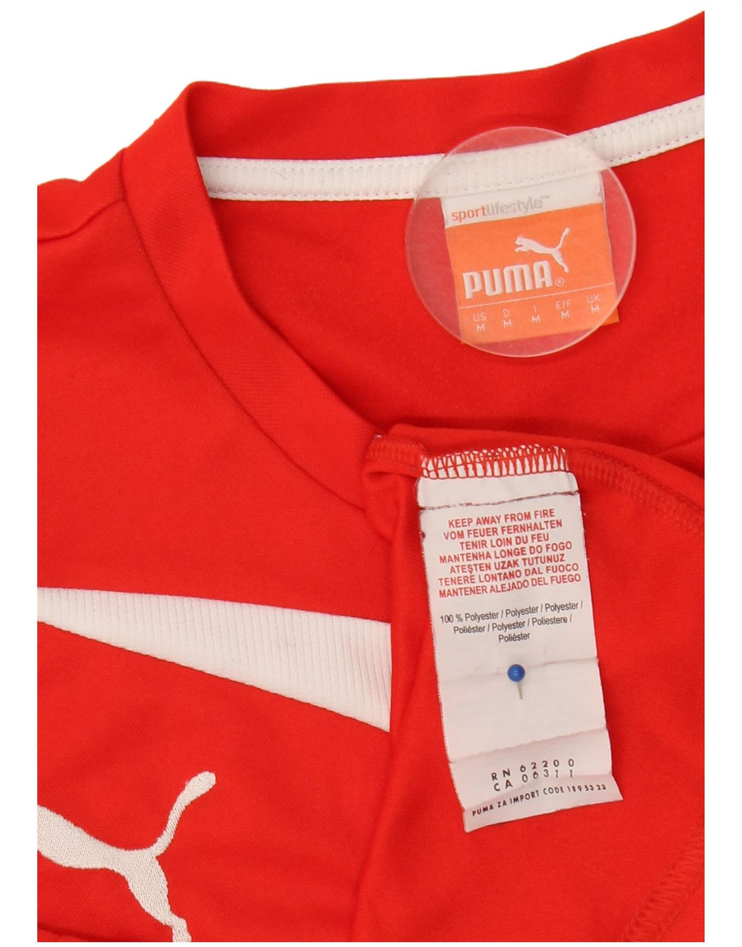 Puma Mens T-Shirt Top Medium Red Colourblock Polyester