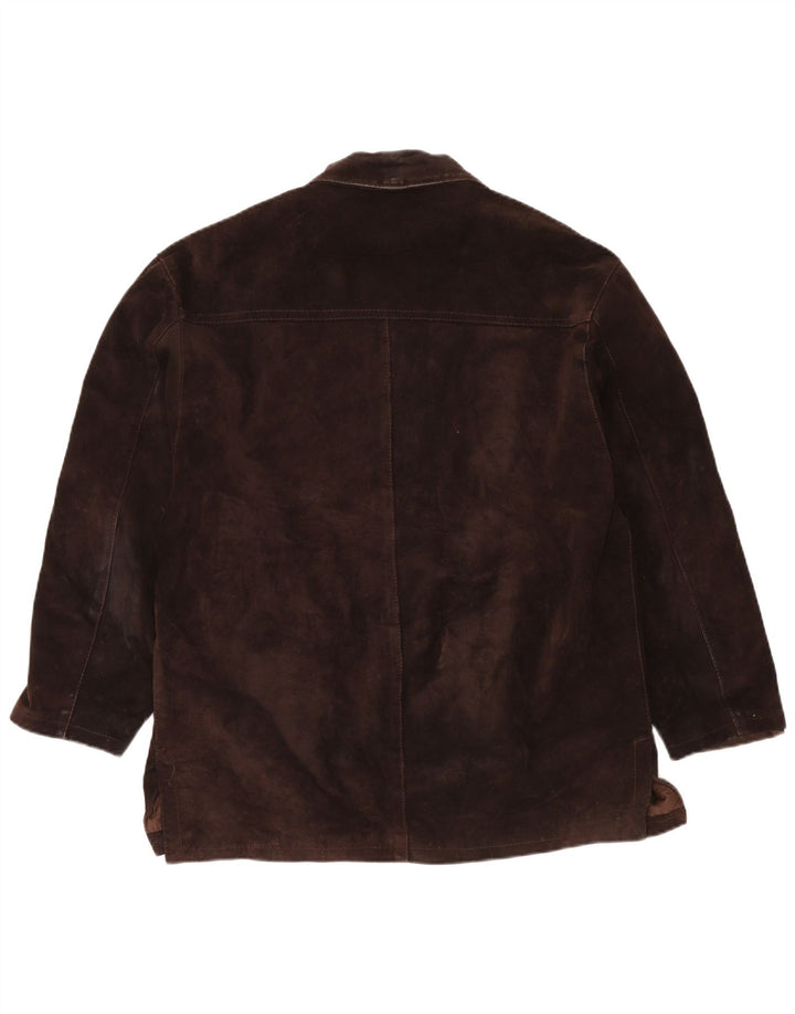 Vintage Mens Loose Fit Suede Jacket UK 36 Small Brown Leather