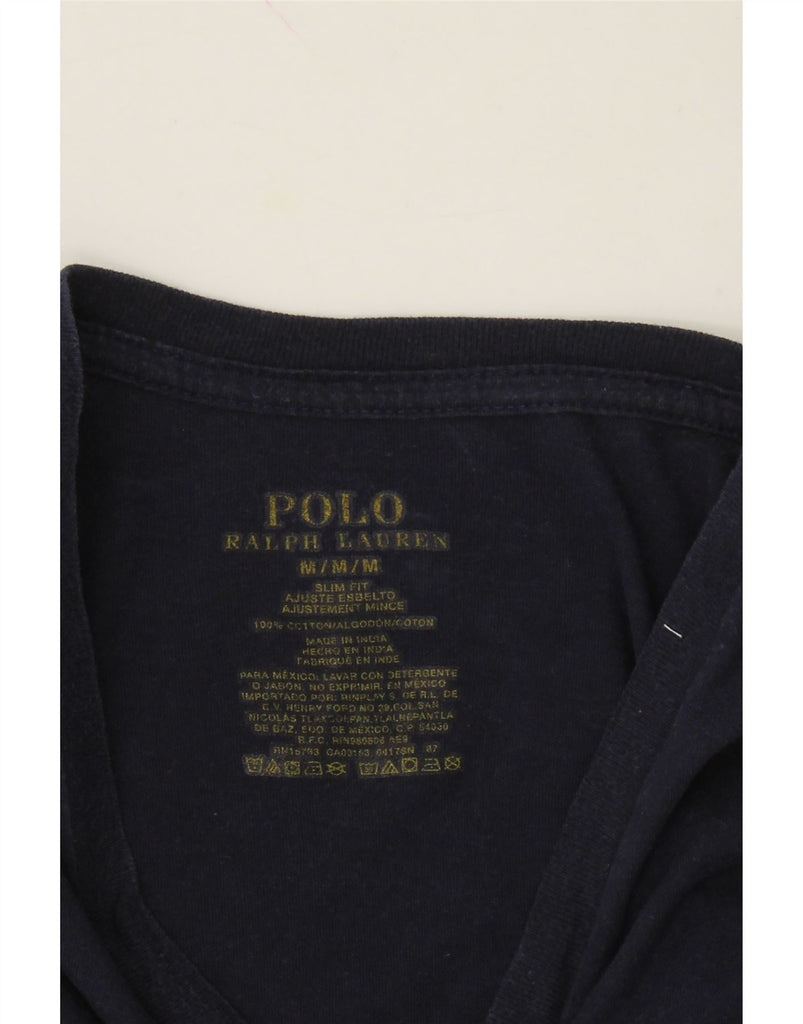 POLO RALPH LAUREN Mens Slim Fit T-Shirt Top Medium Navy Blue Cotton Vintage Polo Ralph Lauren and Second-Hand Polo Ralph Lauren from Messina Hembry 
