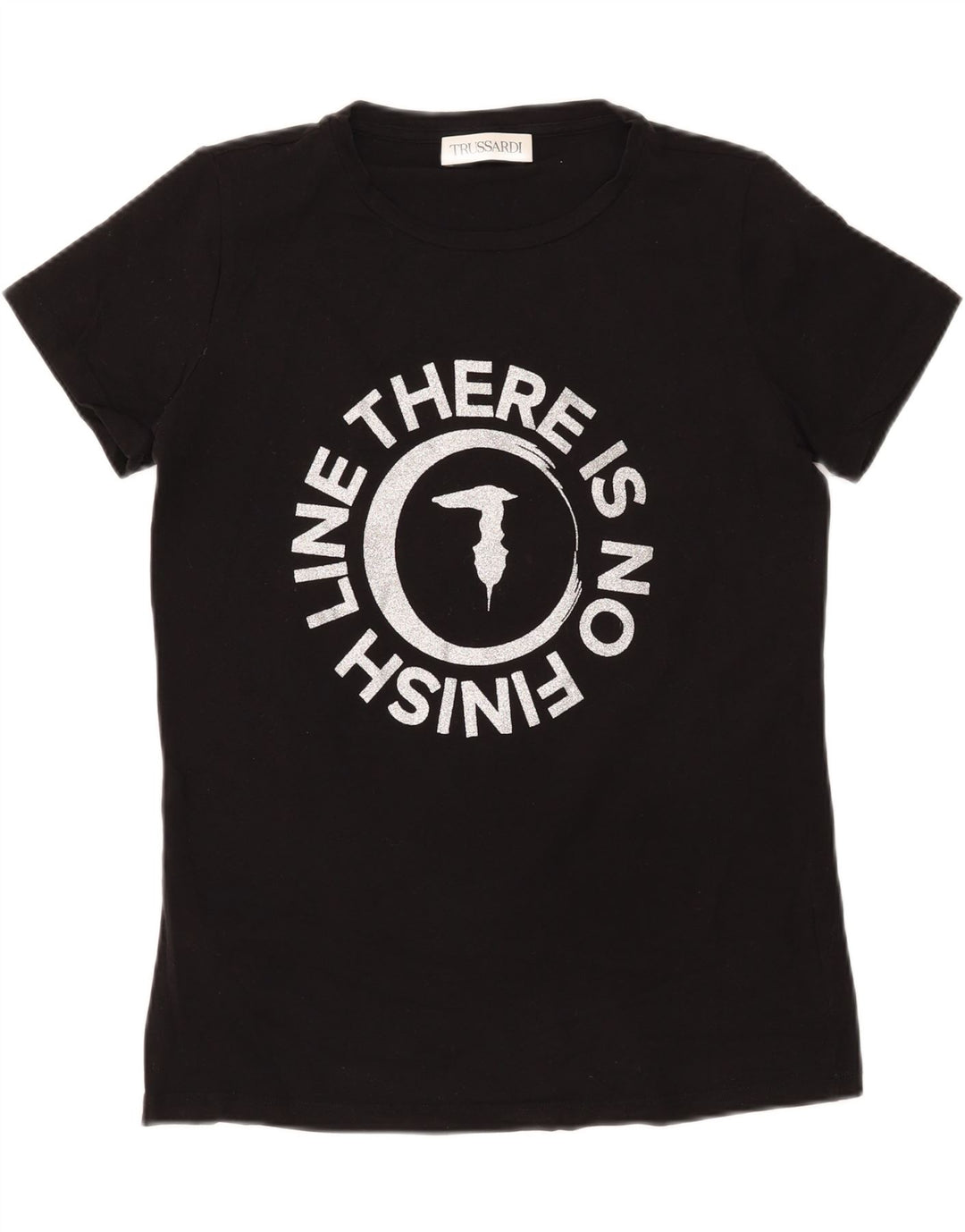 TRUSSARDI Womens Graphic T-Shirt Top UK 14 Medium Black Vintage Trussardi and Second-Hand Trussardi from Messina Hembry 